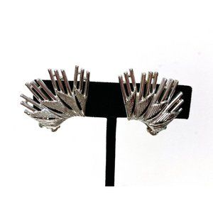 Silver Tone Winged/Spiked Clip-on Earrings Womens Fashion Jewelry